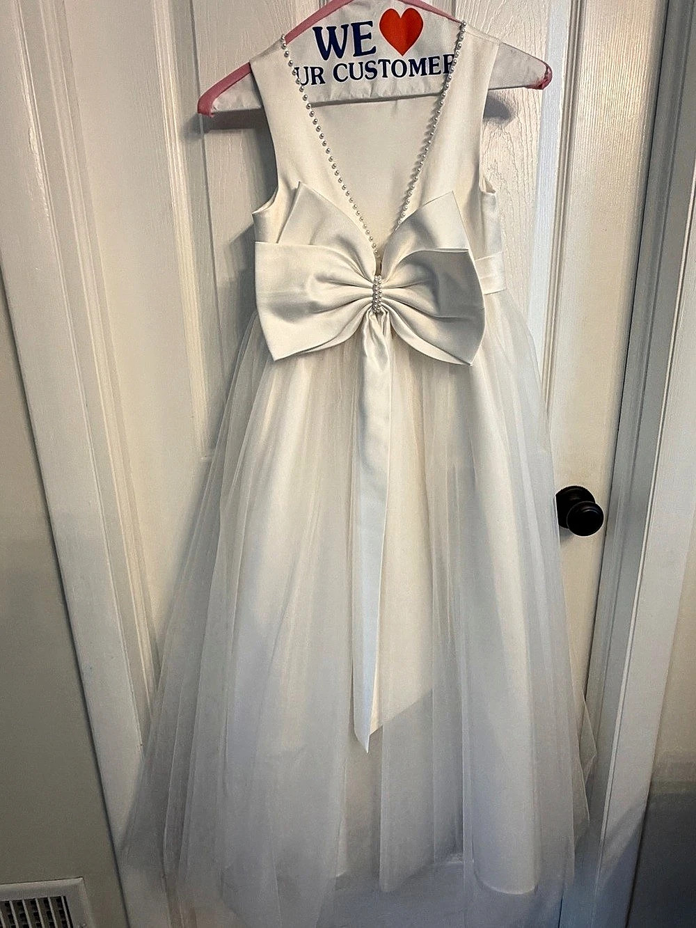 Azazie Cookie Flower Girl Dress White Girls IVORY Size 8 Like New